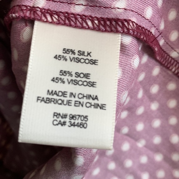 REBECCA TAYLOR Tailored Polka dot maroon tank top blouse size L key hole silk - Picture 4 of 9